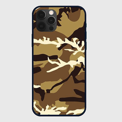 Чехол iPhone 12 Pro Max Камуфляж Woodland осень крупный / 3D-Черный – фото 1