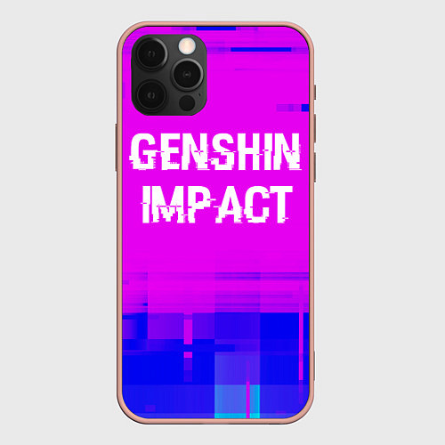 Чехол iPhone 12 Pro Max Genshin Impact glitch text effect: символ сверху / 3D-Светло-розовый – фото 1