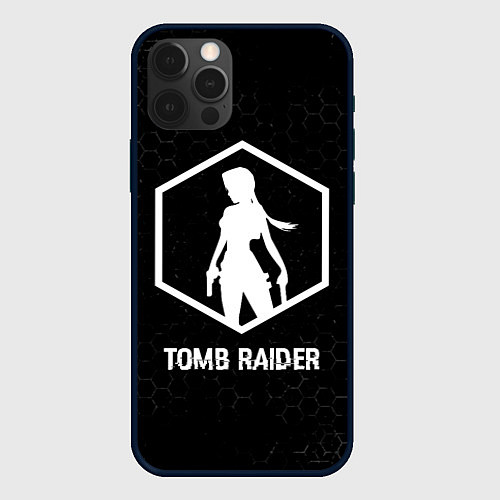 Чехол iPhone 12 Pro Max Tomb Raider glitch на темном фоне / 3D-Черный – фото 1