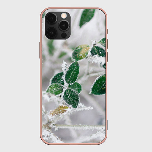 Чехол iPhone 12 Pro Max Green winter / 3D-Светло-розовый – фото 1