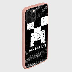 Чехол для iPhone 12 Pro Max Minecraft с потертостями на темном фоне, цвет: 3D-светло-розовый — фото 2