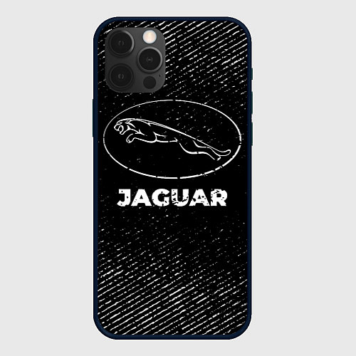 Чехол iPhone 12 Pro Max Jaguar с потертостями на темном фоне / 3D-Черный – фото 1