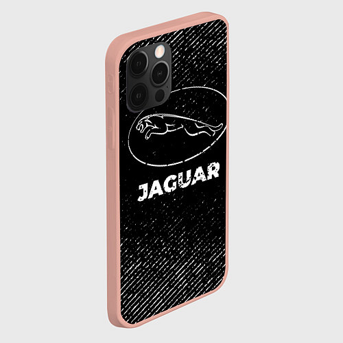 Чехол iPhone 12 Pro Max Jaguar с потертостями на темном фоне / 3D-Светло-розовый – фото 2