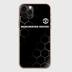Чехол для iPhone 12 Pro Max Manchester United sport на темном фоне: символ све, цвет: 3D-светло-розовый