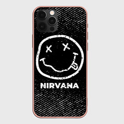 Чехол iPhone 12 Pro Max Nirvana с потертостями на темном фоне