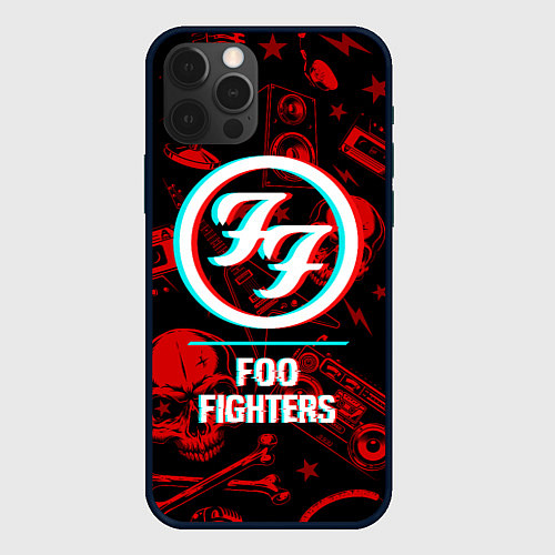 Чехол iPhone 12 Pro Max Foo Fighters rock glitch / 3D-Черный – фото 1