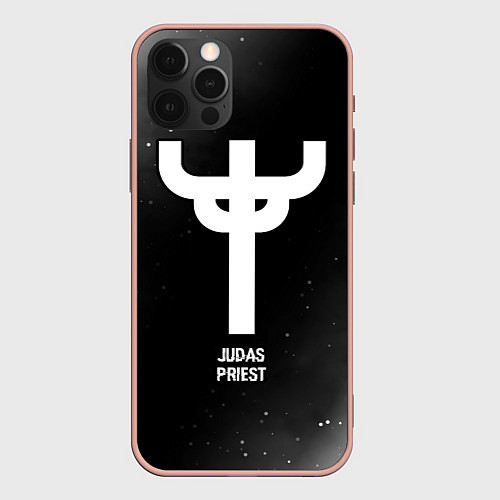 Чехол iPhone 12 Pro Max Judas Priest glitch на темном фоне / 3D-Светло-розовый – фото 1