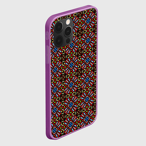 Чехол iPhone 12 Pro Max Витражи - круглые / 3D-Сиреневый – фото 2