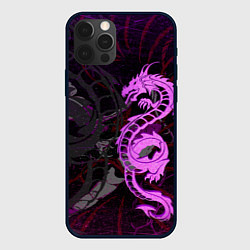 Чехол для iPhone 12 Pro Max Неоновый дракон purple dragon, цвет: 3D-черный