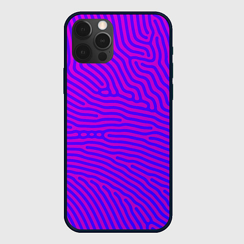Чехол iPhone 12 Pro Max Фиолетовые линии / 3D-Черный – фото 1