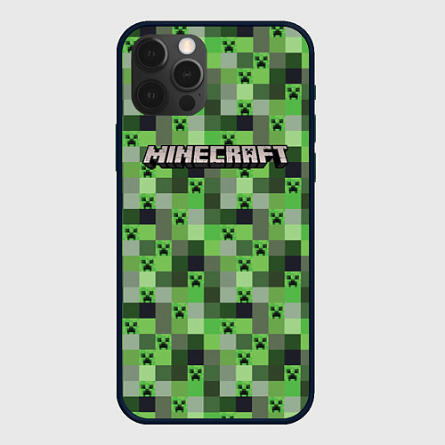 Чехол iPhone 12 Pro Max Minecraft - пиксельные лица / 3D-Черный – фото 1