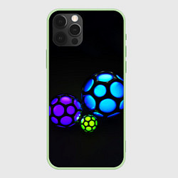 Чехол для iPhone 12 Pro Max Объёмные неоновые шары, цвет: 3D-салатовый