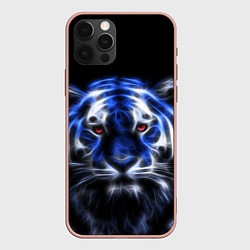 Чехол для iPhone 12 Pro Max Синий неоновый тигр, цвет: 3D-светло-розовый