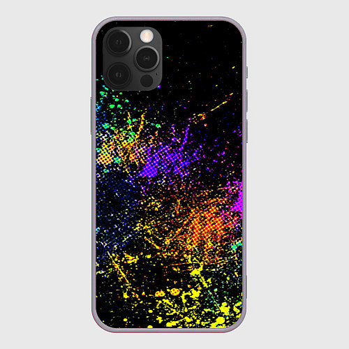 Чехол iPhone 12 Pro Max Абстрактные брызги краски / 3D-Серый – фото 1