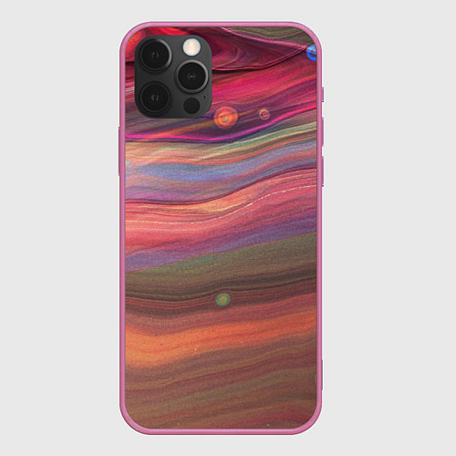 Чехол iPhone 12 Pro Max Розово-оранжевый абстрактный песок / 3D-Малиновый – фото 1