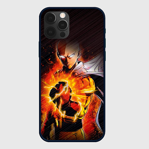 Чехол iPhone 12 Pro Max One Punch-Man-красный кулак / 3D-Черный – фото 1