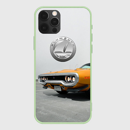 Чехол iPhone 12 Pro Max Рыжая бестия - Plymouth Satellite 1971 года / 3D-Салатовый – фото 1