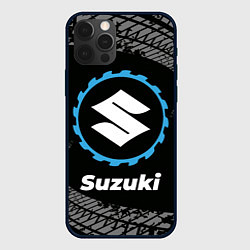 Чехол для iPhone 12 Pro Max Suzuki в стиле Top Gear со следами шин на фоне, цвет: 3D-черный