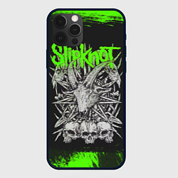 Чехол для iPhone 12 Pro Max Slipknot green logo, цвет: 3D-черный