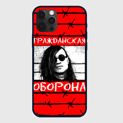 Чехол iPhone 12 Pro Max Егор Летов - Гражданская Оборона / 3D-Черный – фото 1