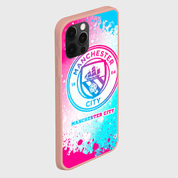 Чехол для iPhone 12 Pro Max Manchester City neon gradient style, цвет: 3D-светло-розовый — фото 2