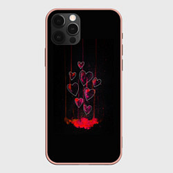 Чехол для iPhone 12 Pro Max Сердца, истекающие кровью, цвет: 3D-светло-розовый