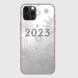 Чехол для iPhone 12 Pro Max Новый год 2023 в снежинках, цвет: 3D-серый