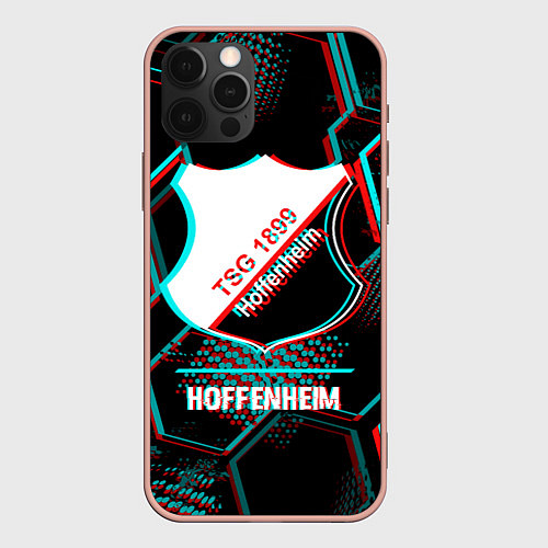 Чехол iPhone 12 Pro Max Hoffenheim FC в стиле glitch на темном фоне / 3D-Светло-розовый – фото 1