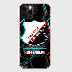 Чехол для iPhone 12 Pro Max Hoffenheim FC в стиле glitch на темном фоне, цвет: 3D-светло-розовый