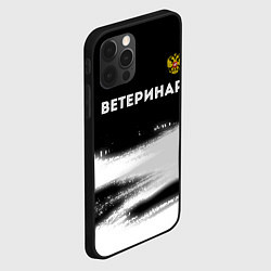 Чехол для iPhone 12 Pro Max Ветеринар из России и герб РФ: символ сверху, цвет: 3D-черный — фото 2