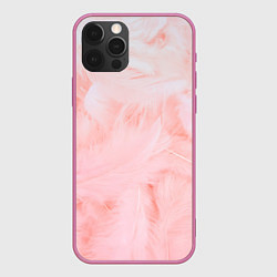 Чехол iPhone 12 Pro Max Aesthetic visual art pink feathers