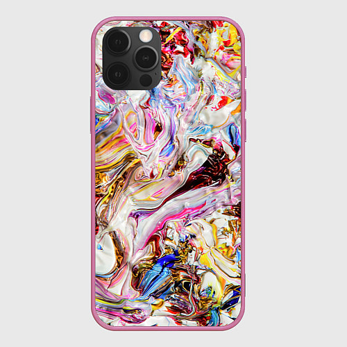 Чехол iPhone 12 Pro Max Aesthetic visual art galaxy slime / 3D-Малиновый – фото 1