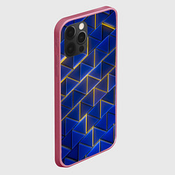 Чехол для iPhone 12 Pro Max Синие треугольники и жёлтый свет, цвет: 3D-малиновый — фото 2