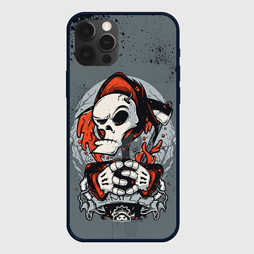 Чехол iPhone 12 Pro Max Slipknot Скелет / 3D-Черный – фото 1