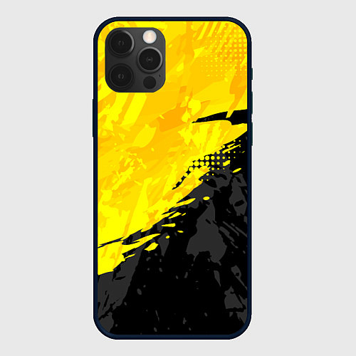 Чехол iPhone 12 Pro Max Black and yellow / 3D-Черный – фото 1