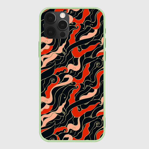 Чехол iPhone 12 Pro Max Japanese pattern / 3D-Салатовый – фото 1