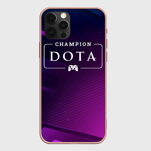 Чехол iPhone 12 Pro Max Dota gaming champion: рамка с лого и джойстиком на / 3D-Светло-розовый – фото 1