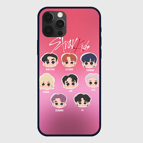 Чехол iPhone 12 Pro Max Chibi Stray Kids / 3D-Черный – фото 1