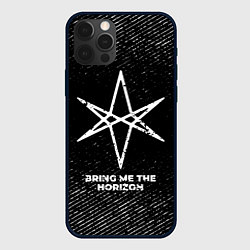 Чехол iPhone 12 Pro Max Bring Me the Horizon с потертостями на темном фоне