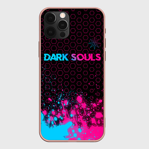 Чехол iPhone 12 Pro Max Dark Souls - neon gradient: символ сверху / 3D-Светло-розовый – фото 1