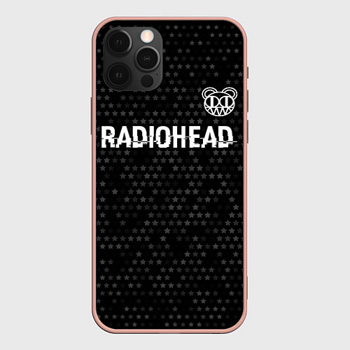 Чехол iPhone 12 Pro Max Radiohead glitch на темном фоне: символ сверху / 3D-Светло-розовый – фото 1