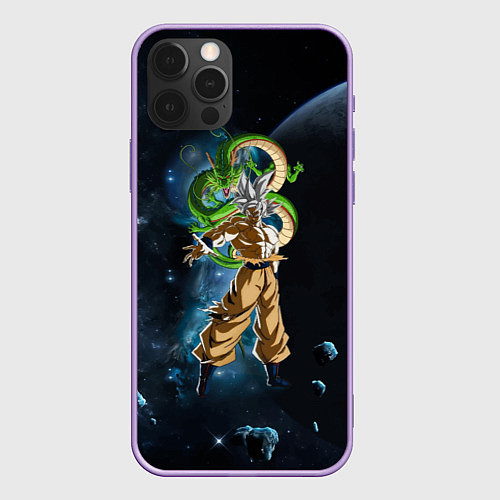 Чехол iPhone 12 Pro Max Dragon Ball - Space - Son Goku / 3D-Сиреневый – фото 1