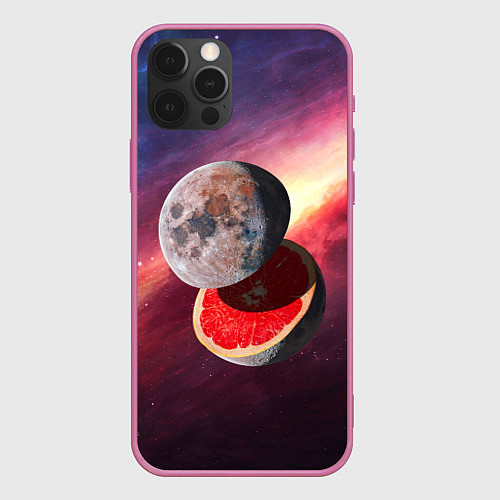 Чехол iPhone 12 Pro Max Луна-Грейпфрут / 3D-Малиновый – фото 1