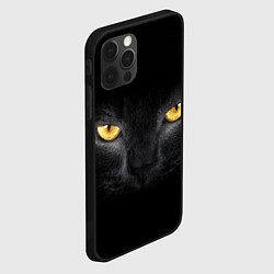Чехол для iPhone 12 Pro Max Чёрная кошка с оранжевыми глазами, цвет: 3D-черный — фото 2