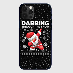 Чехол для iPhone 12 Pro Max Santa dabbing, through the snow, цвет: 3D-черный