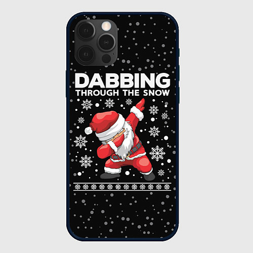 Чехол iPhone 12 Pro Max Santa dabbing, through the snow / 3D-Черный – фото 1