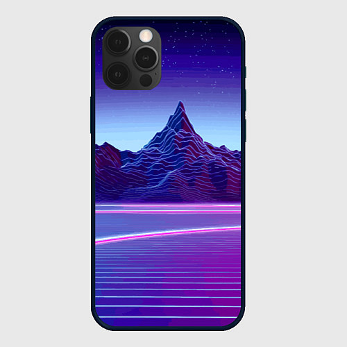 Чехол iPhone 12 Pro Max Neon mountains - Vaporwave / 3D-Черный – фото 1