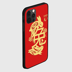 Чехол для iPhone 12 Pro Max Red rabbits, happy chinese new year, цвет: 3D-черный — фото 2