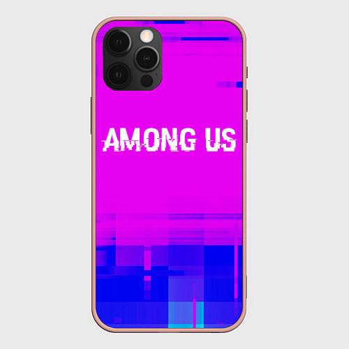 Чехол iPhone 12 Pro Max Among Us glitch text effect: символ сверху / 3D-Светло-розовый – фото 1