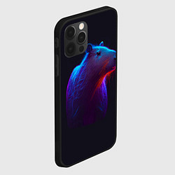 Чехол для iPhone 12 Pro Max Неоновая капибара на чёрном фоне, цвет: 3D-черный — фото 2